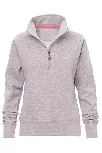 Mivaro Pullover & Strickmode Mivaro Damen Troyer Pullover mit Reißverschluss aus Baumwollmischung - Sweatshirt mit Stehkragen und Fleecefutter - Regular Fit - elastische Bündchen - ideal für Herbst Winter Frühling Alltag Sport