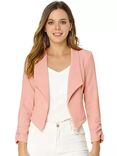 Allegra K Blazer Allegra K Damen Langarm Umlegekragen Offen Crop Blazer Jacke