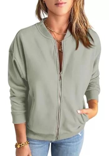 YUTILA Jacken YUTILA Bomberjacke Damen Blouson Jacke Casual Sweatjacke mit College-Kragen