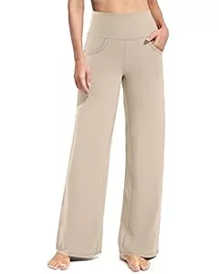 Promover Hosen Promover Activewear-Hosen für Damen mit Taschen Jogginghose Hohe Taille Yogahose Weites Bein Straighthose Bauchkontrolle Schlaghose Arbeit Sporthose Klein/Regulär/Groß