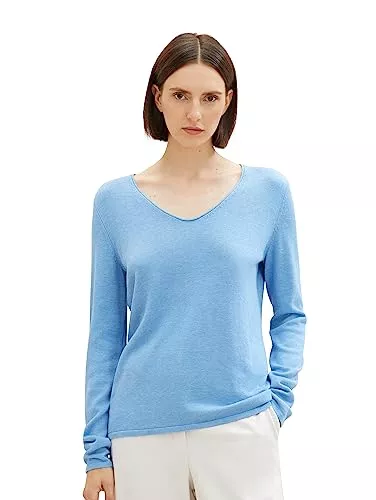 TOM TAILOR Pullover & Strickmode TOM TAILOR Damen Basic Strickpullover mit V-Ausschnitt