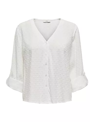 JdY Langarmblusen JdY Damen Bluse Haifischkragen Knopfleiste voluminöse Ärmel Regular Fit Hemd