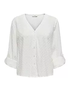 JdY Langarmblusen JdY Damen Bluse Haifischkragen Knopfleiste voluminöse Ärmel Regular Fit Hemd