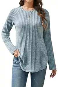 Enmain Pullover & Strickmode Enmain Pullover Damen Langarm Herbst Leichter Rundhals Strickpullover Elegant Langarmshirt Lässige Locker Tunika
