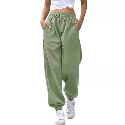 Generisch Hosen Jogginghose Damen Baggy Wärme Sporthose Damen Lang Sweatpants Lässige Lose Dick Freizeithose Damen Warme Hose Lang Elastisch High Waist Winter Trainingshose mit Taschen für Herbst und Winter S-XXL