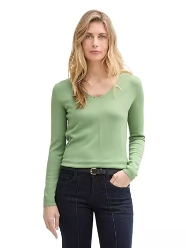 TOM TAILOR Pullover & Strickmode TOM TAILOR Damen Basic Strickpullover mit V-Ausschnitt
