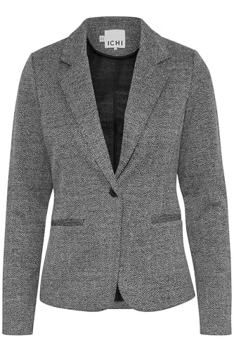 ICHI Blazer ICHI IHKATE Jacquard Damen Blazer Jackenklazer mit Reverskragen Paspeltaschen V-Ausschnitt 1-Knopf-Form leicht elastisch Slim fit