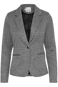 ICHI Blazer ICHI IHKATE Jacquard Damen Blazer Jackenklazer mit Reverskragen Paspeltaschen V-Ausschnitt 1-Knopf-Form leicht elastisch Slim fit