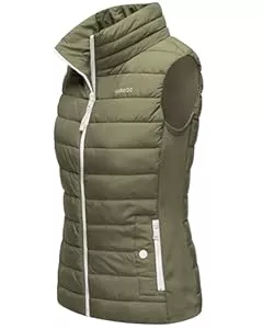 MARIKOO Westen MARIKOO leicht gefütterte Damen Steppweste Übergangsjacke mit elastischen Rippbündchen an der Seite und hohem Kragen Reimii XS-3XL