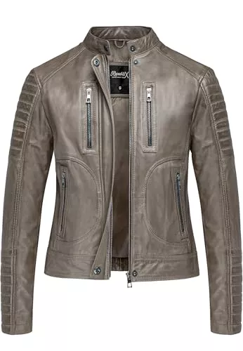 REPUBLIX Jacken REPUBLIX Damen Echtleder Jacke Biker Zipper Lederjacke RJ-8009