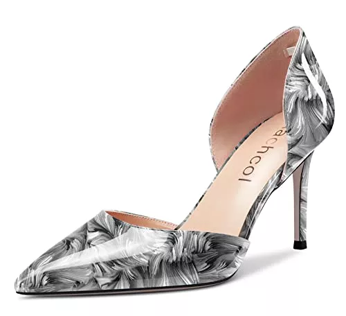 Aachcol High Heels Aachcol Damen Stiletto Mittlerem Hoher High Absatz Heel Pumps Slip-on Two-Piece Spitze Zehenkappe Dress Schuhe Büroschuhe Party Hochzeit Lackleder 8 cm