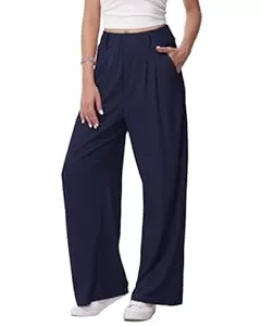 HMIYA Hosen HMIYA Weite Hosen Damen-Lässig Locker Stoffhose Leichte Palazzo Hose Hohe Taille Dünne Herbst Hosen mit Tasche