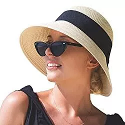 Comhats Hüte & Mützen Comhats Faltbarer Sonnenhut Strohhut mit Sonnenschutz breite Krempe Damen