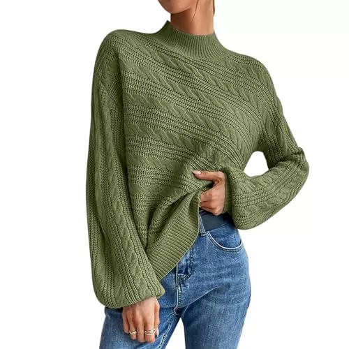 Peuignao Pullover & Strickmode Strickpullover Damen Oversize Zopfmuster Dünner Pullover Damen Winter Pulli Strick Frauen Pullis Zopfstrick Rippstrick Pullover für Damen Overzised Feinstrick Gestrickter Pulli Strickpulli Damen