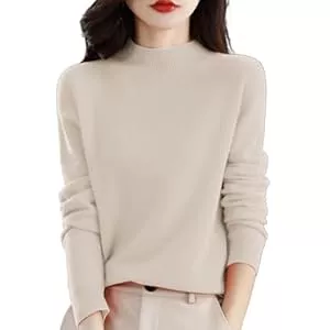 Generisch Pullover & Strickmode Damen Pullover Winter,100% Merinowolle Pullover Damen Stehkragen Langarm nahtlosem Strickpullover Winterpullover Damenpullover Sweatshirts Sweater Sweatpullover Wollpullover Fleecepullover Pulli