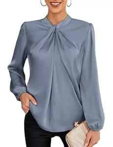 GRACE KARIN Langarmblusen GRACE KARIN Damen Casual Business Top Langarm Party Bluse Bowtie Oberteil