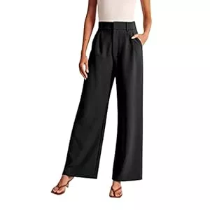 Generisch Hosen Weites Bein Hose Elegantes Hose Damen Frauen Stoffhose Für Frauen Arbeit Business Lockere Casual Hoch taillierte Anzughose Fließende Hose Büro Chino Hose Damen