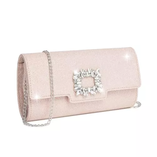 Miss Lulu Taschen & Rucksäcke Miss Lulu Clutch Damen Glitzer Abendtasche Elegante Envelope Kettentasche Tasche Crossbody Bag für Hochzeit, Party, Cocktail, Abschlussball