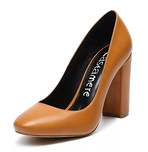 Castamere High Heels Castamere Damen Blockabsatz Klassisch Runde Zehe Pumps Fashion Trendige Basic Schuhe Hochzeit Abiball Büro High Heels 10CM