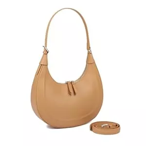 MoreFarther Taschen & Rucksäcke MoreFarther Handtasche Damen Klein Echtes Leder, Halbmond Tasche Schultertasche mit Verstellbarem Gurt zum Crossbody Bag Umhängetasche, Handbags for Women mit Reißverschluss