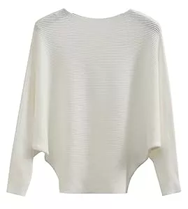 FULIER Pullover & Strickmode FULIER Boot-Ausschnitt Batwing Ärmel Dolman Lose gestrickte Pullover und Pullis Pullover Tops für Frauen