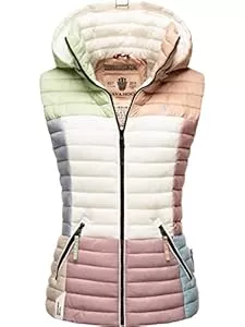 Navahoo Westen Navahoo Damen Steppweste leicht mit Abnehmbarer Kapuze Colourblocking-Stil Shadaa Multikulti XS-3XL