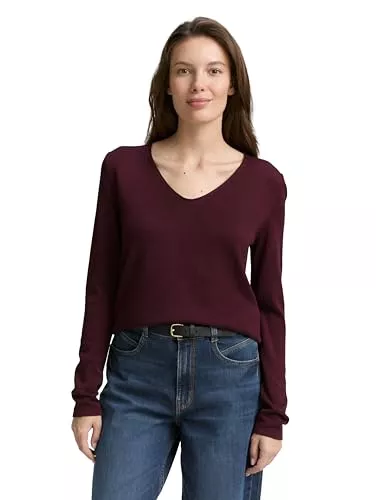 TOM TAILOR Pullover & Strickmode TOM TAILOR Damen Basic Strickpullover mit V-Ausschnitt