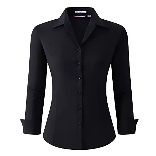 Alex Vando Hemdblusen Alex Vando Bluse Damen Langarm Hemd Damen Stretch – Business Button Down Shirts, Bügelfrei Arbeitshemd Oberteile Tops Work