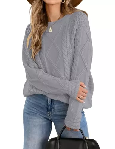 Zeagoo Pullover & Strickmode Zeagoo Pullover Damen Elegant Strickpullover Rundhals Herbst Winter Langarm Pullover Zopfmuster Sweater Pulli