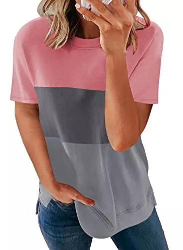 Aleumdr T-Shirts Aleumdr Damen T-Shirt Kurzarm Shirt Basic Damen T-Shirts Rundhals Lose Top Sommer Kurzarm Shirts Casual Oberteil Bluse Tops