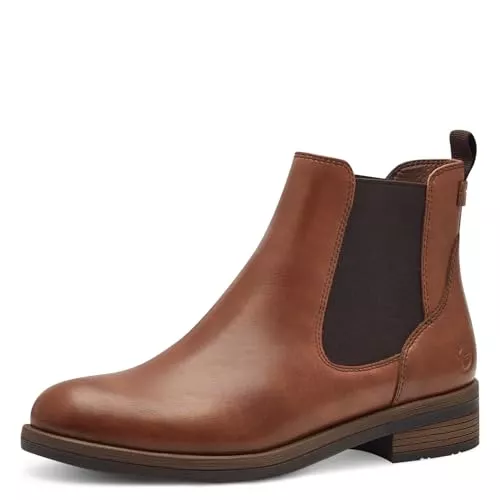 Tamaris Stiefel Tamaris Damen Chelsea Boots, Frauen Stiefeletten,TOUCHit-Fußbett,Booties,halbstiefel,Kurzstiefel,uebergangsschuhe,Cognac,39 EU