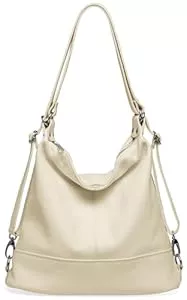 Caspar Taschen & Rucksäcke Caspar 2 in 1 Schultertasche Rucksack aus Leder Damen Tasche - PREMIUM LINE - Modell No.796 - Made in Italy