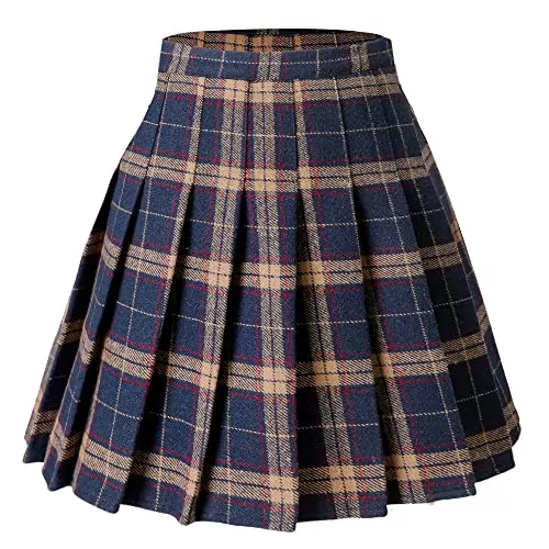 Hoerev Röcke Hoerev Frauen Mädchen vielseitig Plaid gezauter Rock mit Shorts für kaltes Wetter