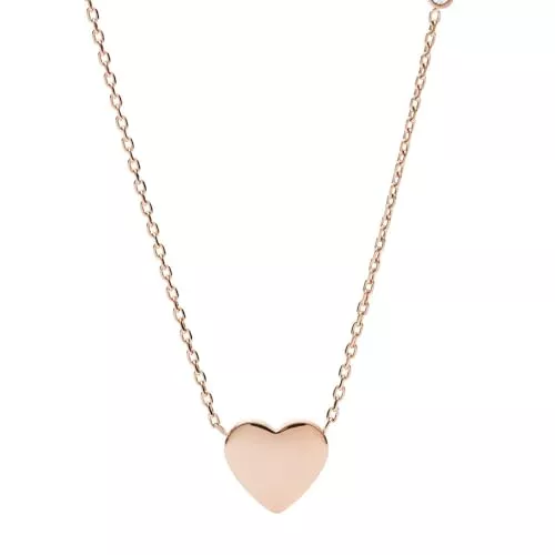 Fossil Schmuck FOSSIL Damen Roségoldfarbenes Edelstahlarmband mit Karabinerverschluss und herzförmigem Anhänger