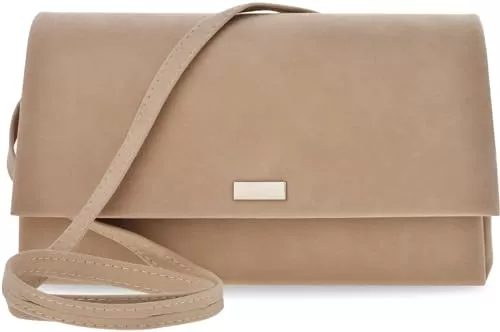 Generisch Taschen & Rucksäcke Generisch Wildleder Optik Damentasche Clutch Schultertasche Damen Handtasche beige