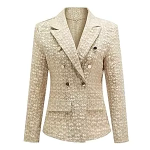 YUNCLOS Blazer YUNCLOS Damen Business-Blazer mit Doppelreiher Blumenprint Elegantes Casual Sakko für Business und Freizeit