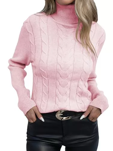 Famulily Pullover & Strickmode Famulily Basic Rollkragenpullover Zopfmuster Damen Mit Seitenschlitz