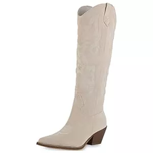 VAN HILL Stiefel VAN HILL Damen Cowboystiefel Leicht Gefüttert mit Trichterabsatz Stickereien Chunky Heels