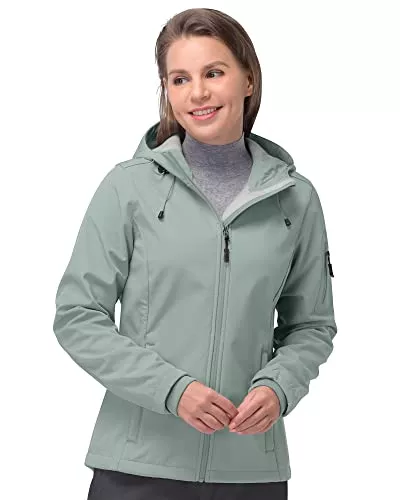 33,000ft Jacken 33,000ft Softshelljacke Damen Wasserdichte Atmungsaktive Warme Winterjacke Fleece Übergangsjacke Winddichte Funktionsjacke mit Kapuze