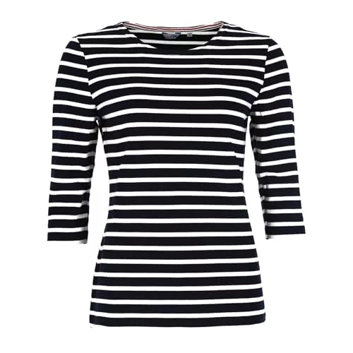 modAS Langarmshirts modAS Bretonisches Damenshirt mit 3/4-Arm - Streifenshirt Ringelshirt Basic Shirt Gestreift aus Baumwolle