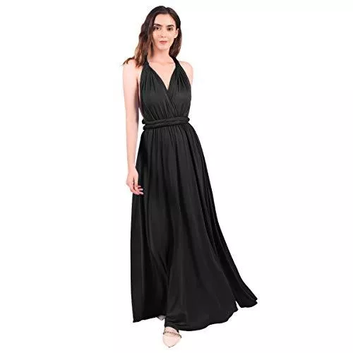FYMNSI Freizeit FYMNSI Damen Multiway Lange Abendkleid Hochzeit Brautjungfernkleid Bodenlang Partykleid Cocktailkleid Cabrio Wickelkleid V-Ausschnitt Festlich Kleid Rückenfrei Neckholder Maxikleid Sommer Strandkleid
