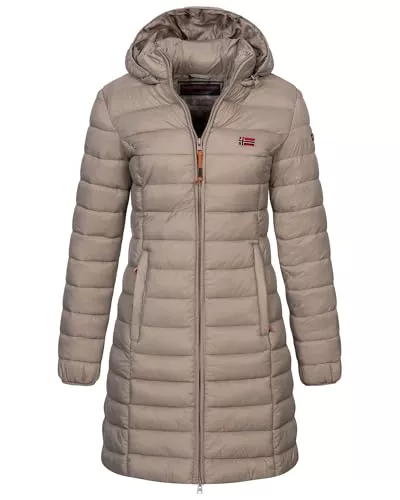 Geographical Norway Mäntel Geographical Norway Damen Winter Jacke Steppjacke Parka Lange Kapuzenjacke Steppmantel Outdoor abnehmbare Kapuze