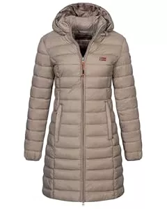 Geographical Norway Mäntel Geographical Norway Damen Winter Jacke Steppjacke Parka Lange Kapuzenjacke Steppmantel Outdoor abnehmbare Kapuze