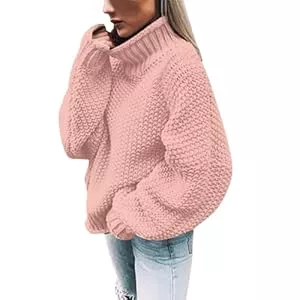 tacniseyw Pullover & Strickmode Rollkragenpullover für Damen, übergroß, grob, Zopfmuster, einfarbig, Fledermausärmel, lange Ärmel, Winterpullover, Tunika, Tops, Winter, warm, Strickpullover, weiche, bequeme Strickwaren