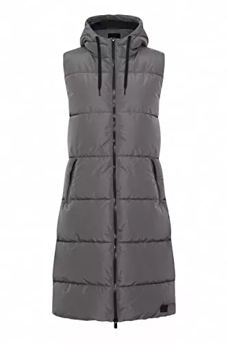 OXMO Westen OXMO OXSolice Damen Weste Outdoor-Weste Lange Weste seitliche Reißverschlüsse mit hochabschließendem Kragen Kapuze mit Kordelzug