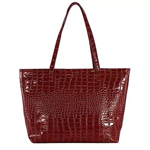 Aisi Taschen & Rucksäcke Aisi Women Soft PU Leather Crocodile Pattern Tote Handbag Ladies Shoulder Bag Large Capacity Satchel