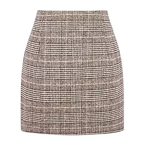 Kinghua Röcke Kinghua Womens Wool Plaid Mini Skirt Fall Winter High Waisted Bodycon Pencil Skirt