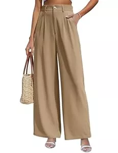 CMTOP Hosen CMTOP Weite Hosen Damen Hohe Taille Stoffhose Sommer Palazzo Hose Lässig Locker Gerade Beinform Einfarbig Lange Hose Elegant Freizeithose Loose Fit Anzughose mit Tasche