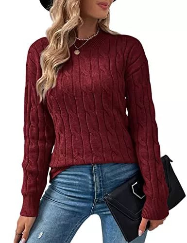 Niwicee Pullover & Strickmode Niwicee Pullover Damen Strickpullover Basic Strick-Pulli Grobstrick Rundhals, Langarm-Sweatshirt Jumper Casual Unifarben Cable Knit