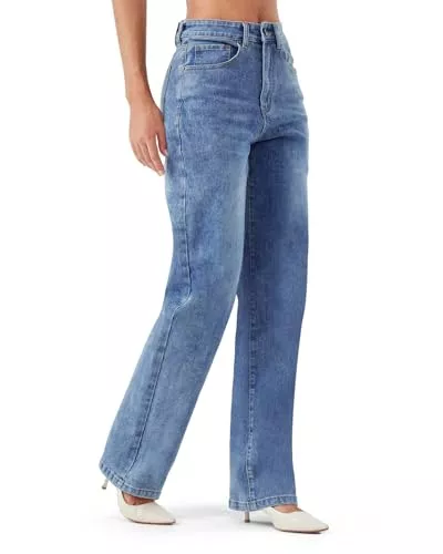 Zylioo Jeans Zylioo Lang Bein Female Jeans Damen,Tall Weites Bein Jeanshose Hohe Taille Denim Hose Geradem Schnitt